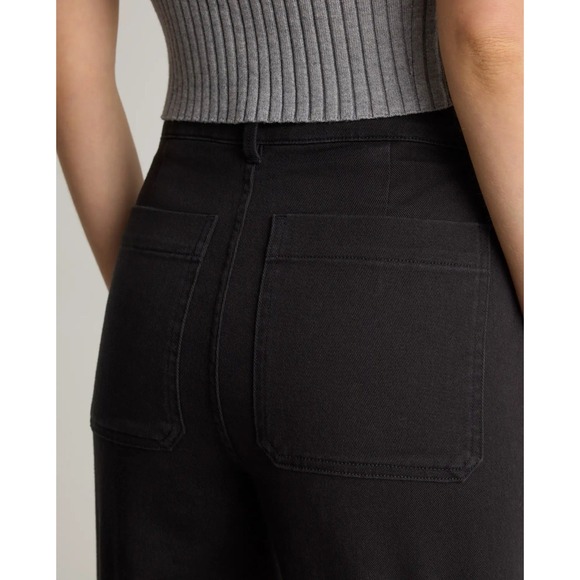 NWT Quince Black Organic Stretch Cotton Twill‎ Straight Leg Cropped Pants 12/26 - Picture 3 of 6